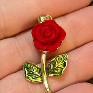 Elegant Red Rose Pendant
